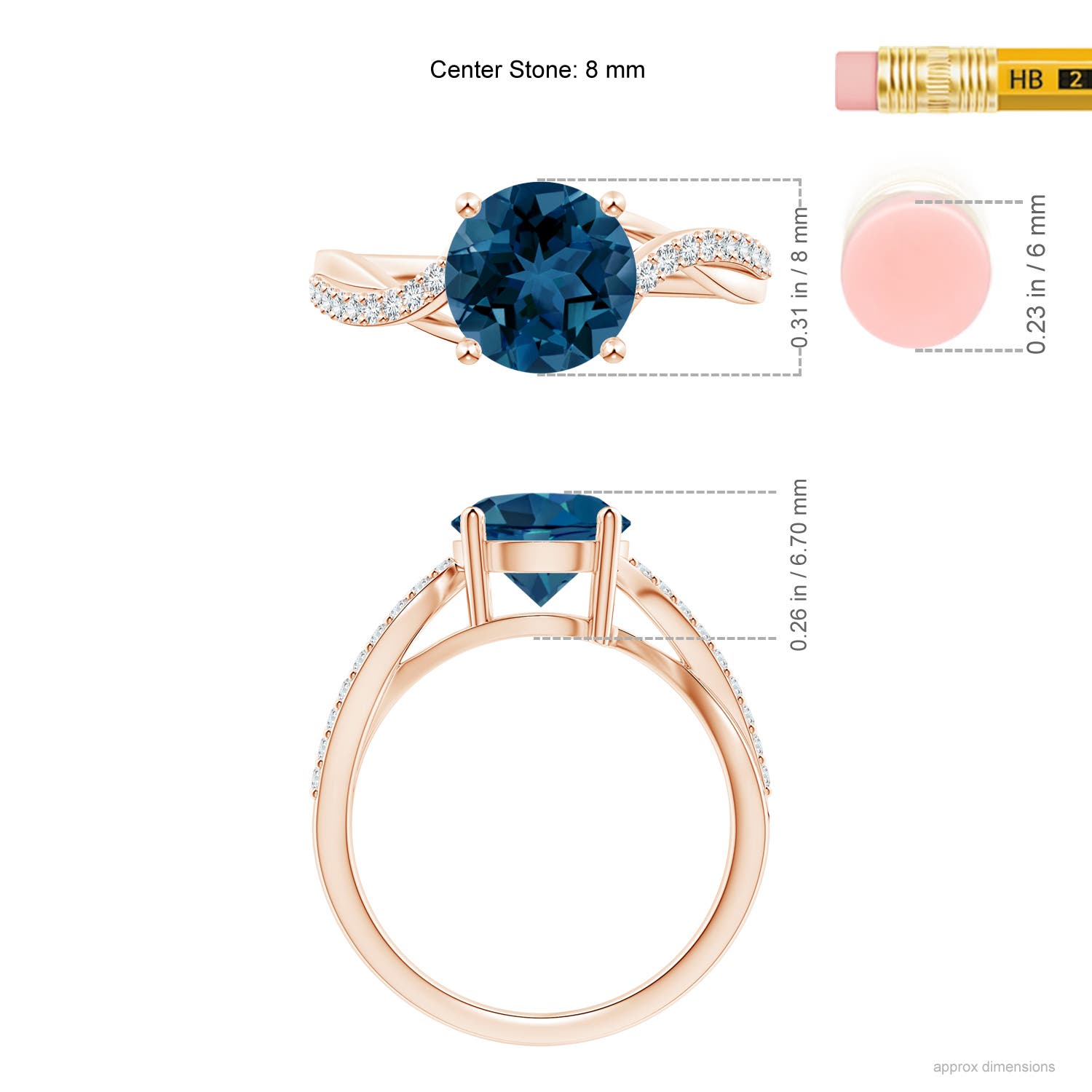 AAA - London Blue Topaz / 2.53 CT / 14 KT Rose Gold