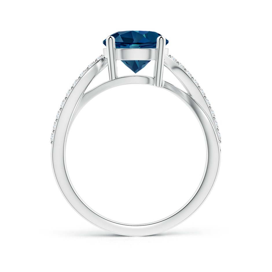 8mm AAAA Solitaire London Blue Topaz Twisted Split Shank Ring in P950 Platinum side-1