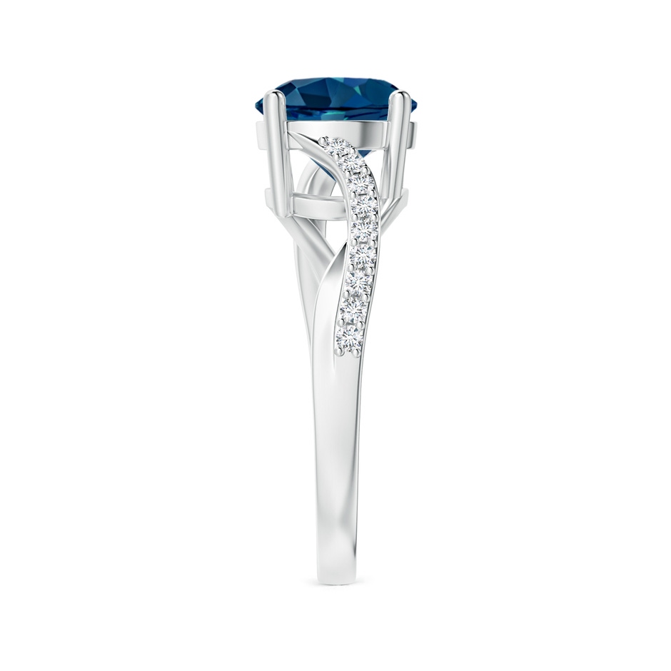 8mm AAAA Solitaire London Blue Topaz Twisted Split Shank Ring in P950 Platinum side-2