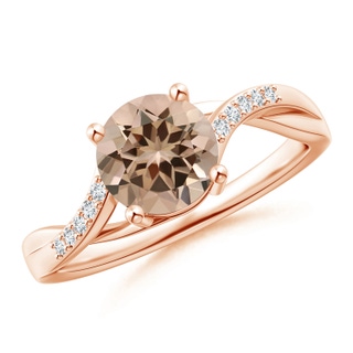 7.06x7.00x4.40mm AAA GIA Certified Solitaire Morganite Twisted Split Shank Ring in 18K Rose Gold