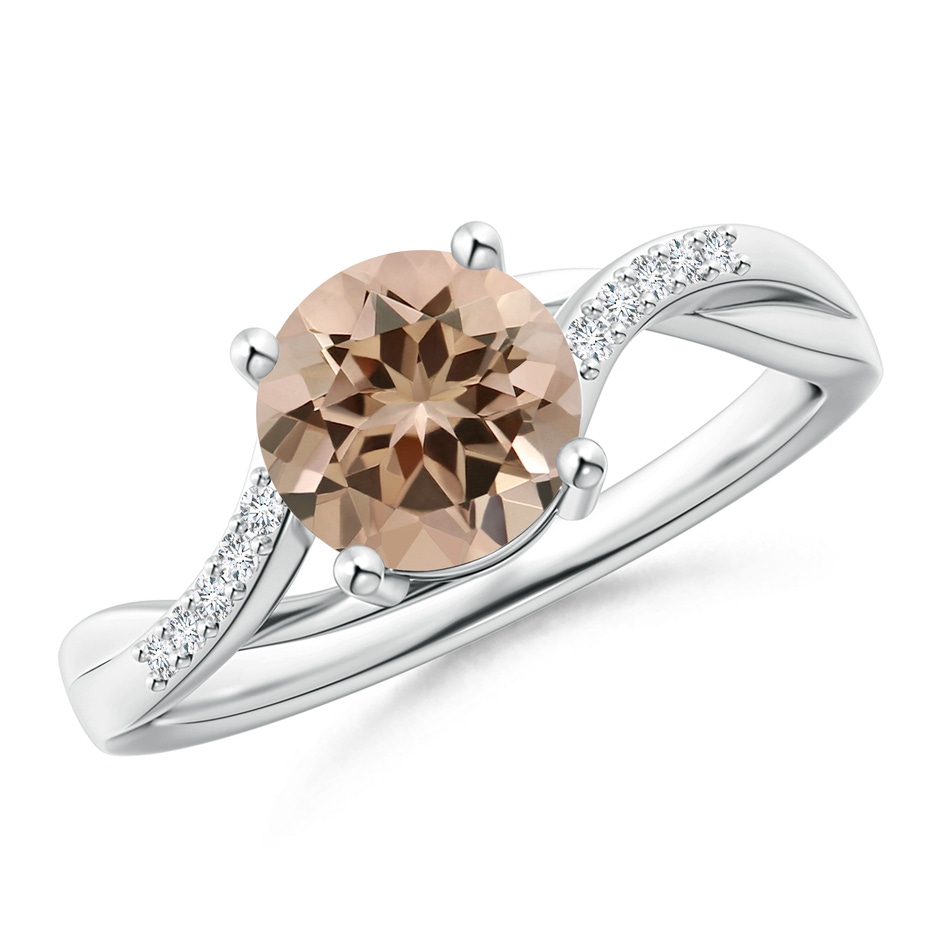 7.06x7.00x4.40mm AAA GIA Certified Solitaire Morganite Twisted Split Shank Ring in White Gold 