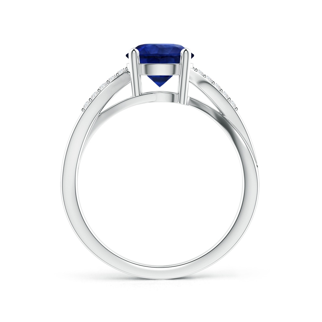 7.73x7.69x4.14mm AAA GIA Certified Solitaire Blue Sapphire Twisted Split Shank Ring in 18K White Gold Side-1