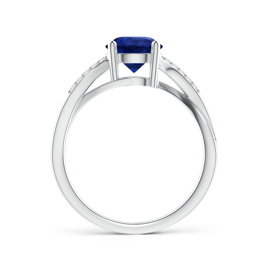 7.73x7.69x4.14mm AAA GIA Certified Solitaire Blue Sapphire Twisted Split Shank Ring in 18K White Gold side-1