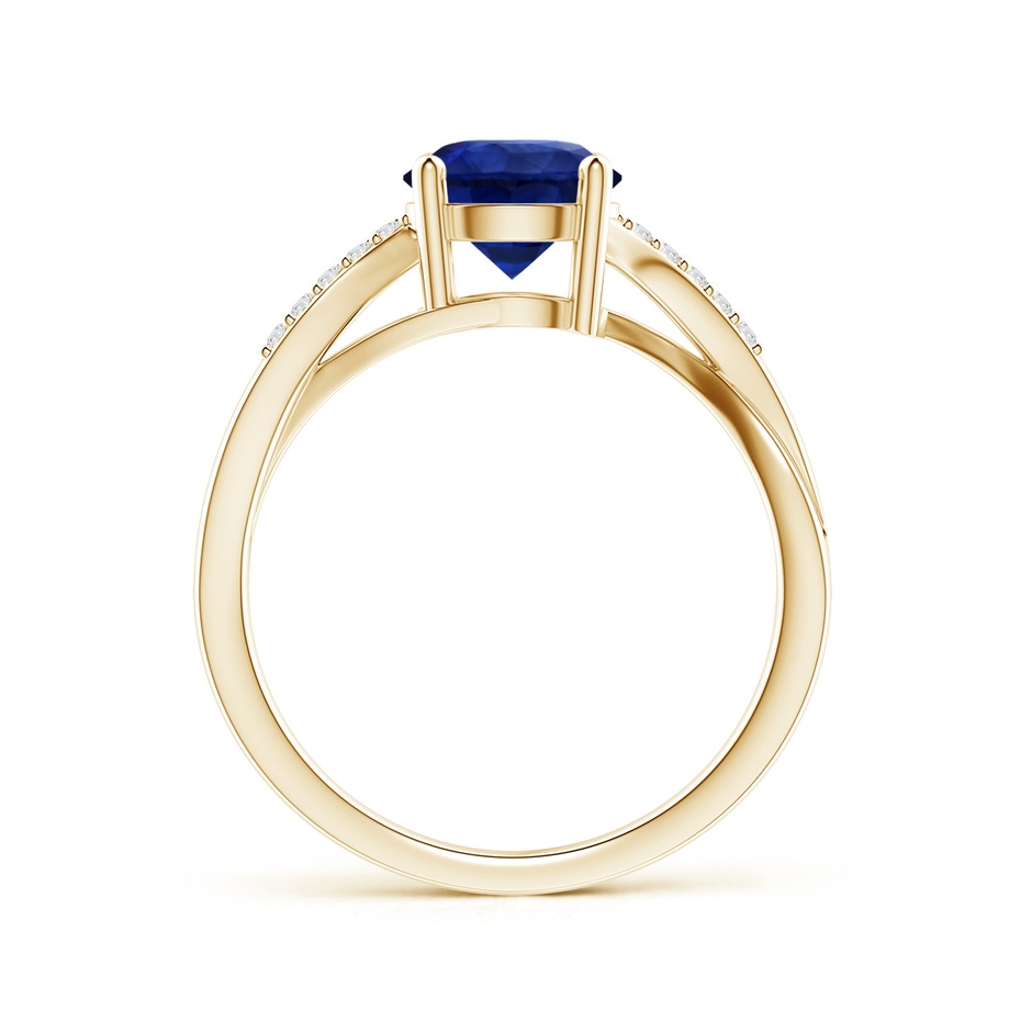 7.73x7.69x4.14mm AAA GIA Certified Solitaire Blue Sapphire Twisted Split Shank Ring in Yellow Gold side-1