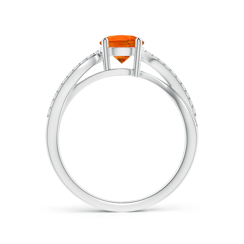 6mm AAA Solitaire Spessartite Twisted Split Shank Ring in White Gold side-1