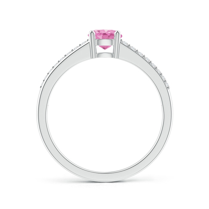 5mm A Split Shank Pink Sapphire Solitaire Ring with Diamond Accents in P950 Platinum product image