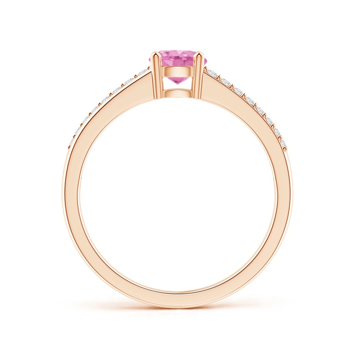 5mm A Split Shank Pink Sapphire Solitaire Ring with Diamond Accents in Rose Gold product image