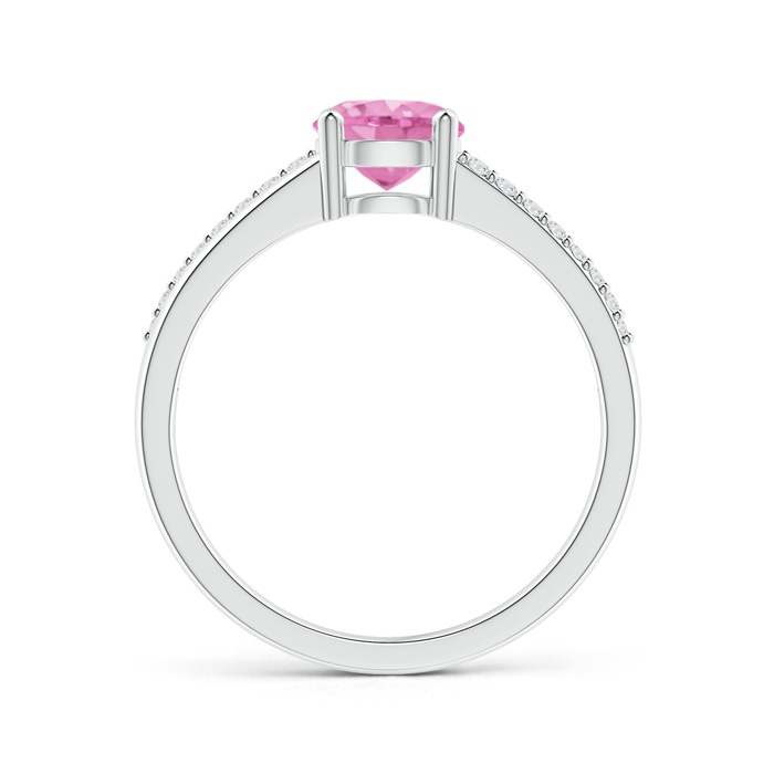 6mm A Split Shank Pink Sapphire Solitaire Ring with Diamond Accents in White Gold product image