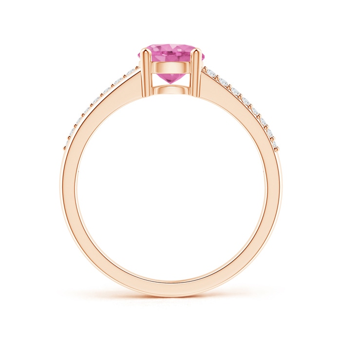 6mm AA Split Shank Pink Sapphire Solitaire Ring with Diamond Accents in Rose Gold product image