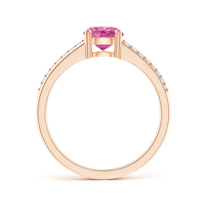 6mm AAA Split Shank Pink Sapphire Solitaire Ring with Diamond Accents in Rose Gold product image