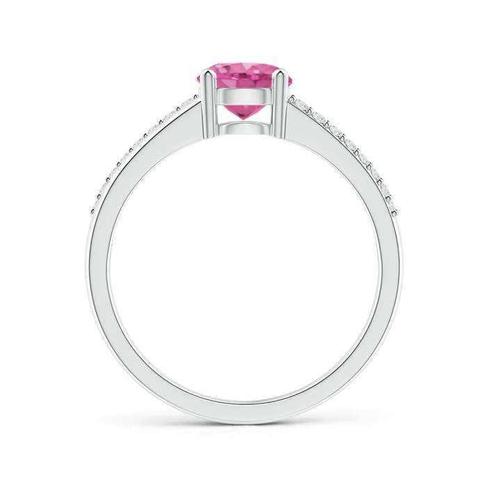 6mm AAA Split Shank Pink Sapphire Solitaire Ring with Diamond Accents in White Gold product image