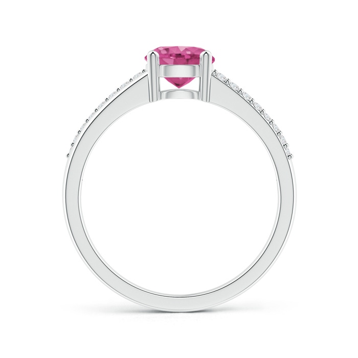 6mm AAAA Split Shank Pink Sapphire Solitaire Ring with Diamond Accents in White Gold product image