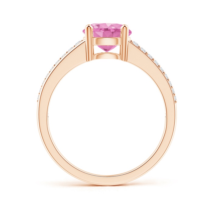 7mm A Split Shank Pink Sapphire Solitaire Ring with Diamond Accents in Rose Gold product image