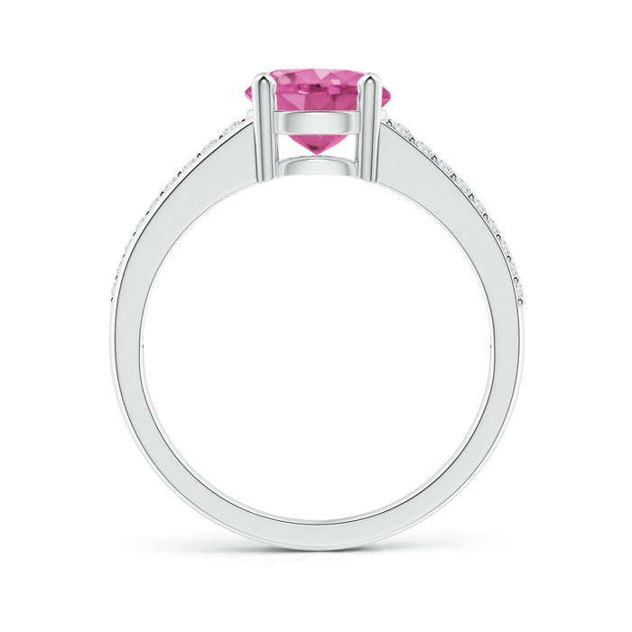 7mm AAA Split Shank Pink Sapphire Solitaire Ring with Diamond Accents in P950 Platinum Product Image