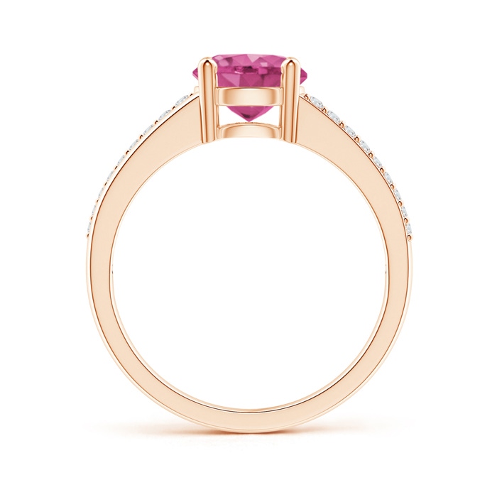 7mm AAAA Split Shank Pink Sapphire Solitaire Ring with Diamond Accents in Rose Gold product image