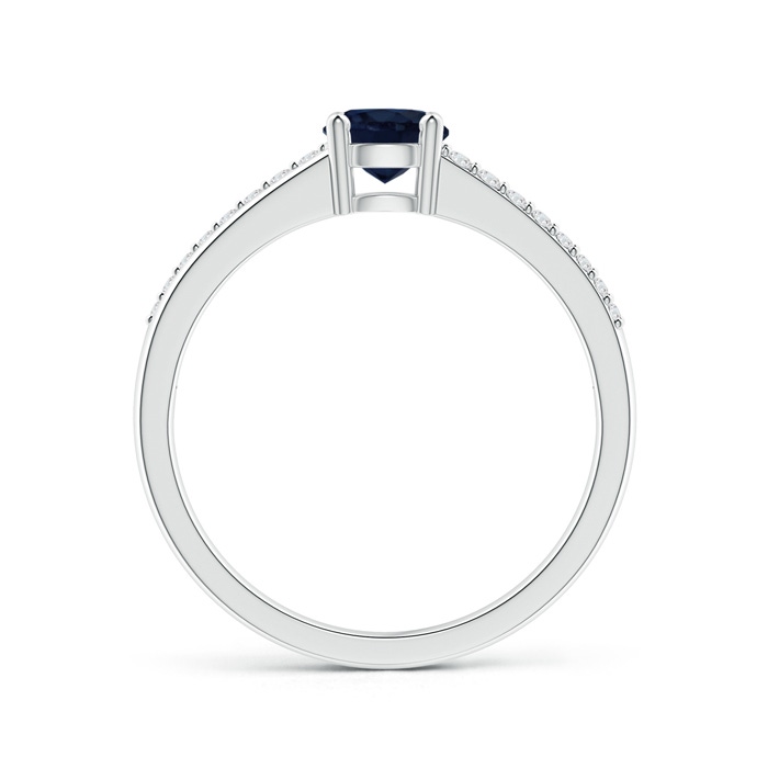 5mm A Split Shank Blue Sapphire Solitaire Ring with Diamond Accents in P950 Platinum product image