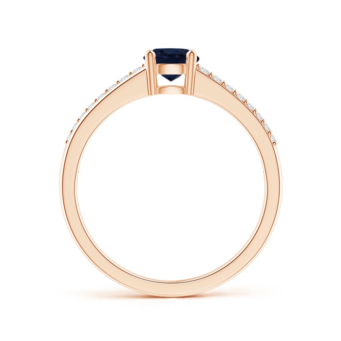 5mm A Split Shank Blue Sapphire Solitaire Ring with Diamond Accents in Rose Gold product image