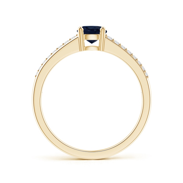 5mm A Split Shank Blue Sapphire Solitaire Ring with Diamond Accents in Yellow Gold product image
