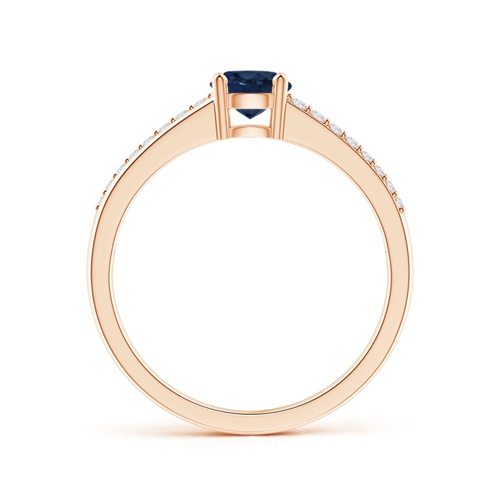 5mm AA Split Shank Blue Sapphire Solitaire Ring with Diamond Accents in Rose Gold product image