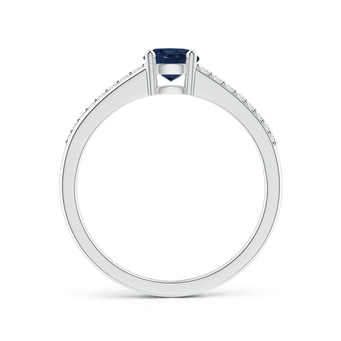 5mm AA Split Shank Blue Sapphire Solitaire Ring with Diamond Accents in White Gold product image
