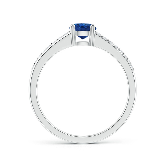 5mm AAA Split Shank Blue Sapphire Solitaire Ring with Diamond Accents in P950 Platinum product image