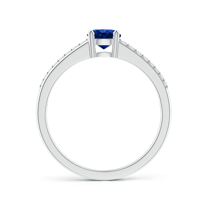 5mm AAAA Split Shank Blue Sapphire Solitaire Ring with Diamond Accents in P950 Platinum product image