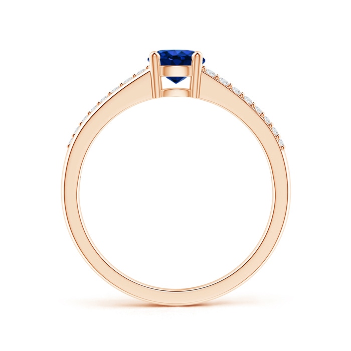 5mm AAAA Split Shank Blue Sapphire Solitaire Ring with Diamond Accents in Rose Gold product image