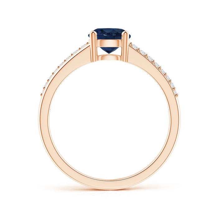 6mm AA Split Shank Blue Sapphire Solitaire Ring with Diamond Accents in Rose Gold product image
