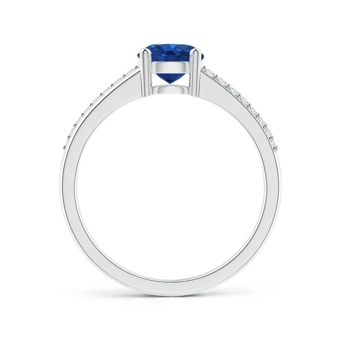 6mm AAA Split Shank Blue Sapphire Solitaire Ring with Diamond Accents in P950 Platinum product image