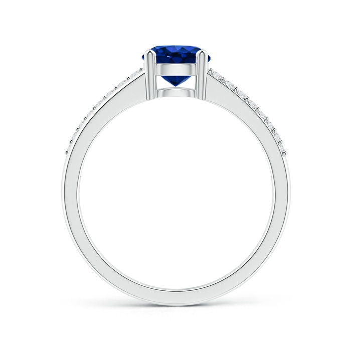 6mm AAAA Split Shank Blue Sapphire Solitaire Ring with Diamond Accents in White Gold product image