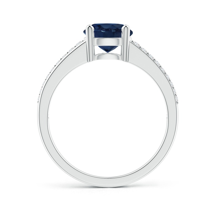 7mm AA Split Shank Blue Sapphire Solitaire Ring with Diamond Accents in P950 Platinum product image