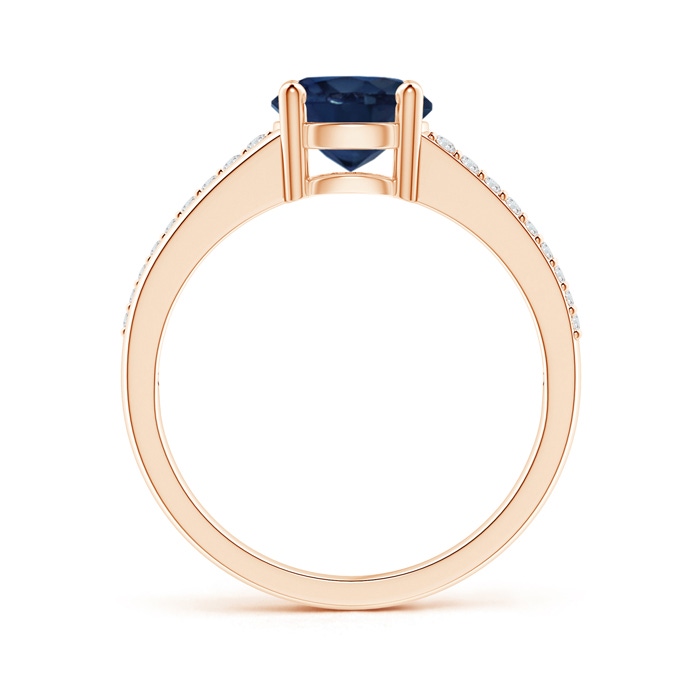 7mm AA Split Shank Blue Sapphire Solitaire Ring with Diamond Accents in Rose Gold product image