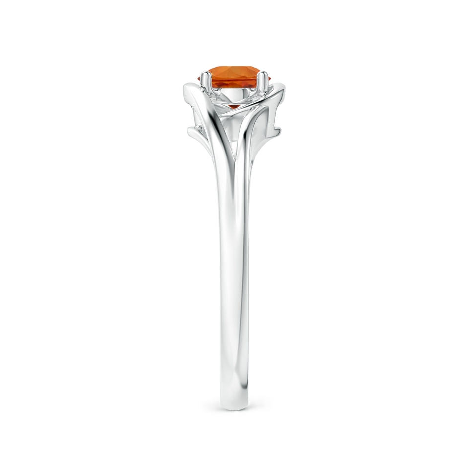 5mm AAAA Twist Split Shank Solitaire Orange Sapphire Ring in P950 Platinum side-2