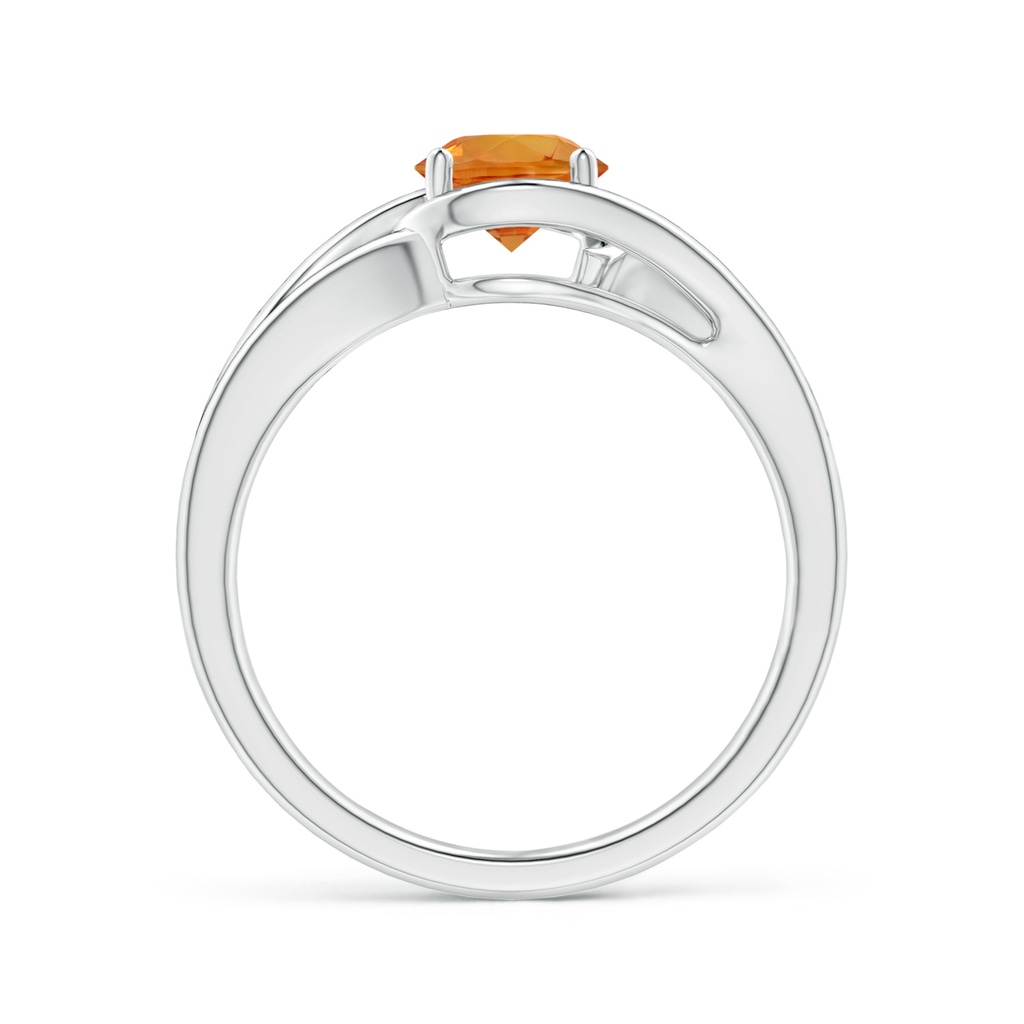 6mm AAA Twist Split Shank Solitaire Orange Sapphire Ring in White Gold Side-1