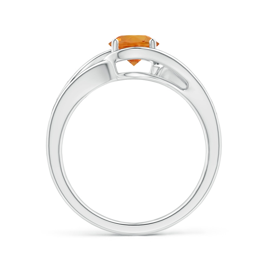 6mm AAA Twist Split Shank Solitaire Orange Sapphire Ring in White Gold side-1