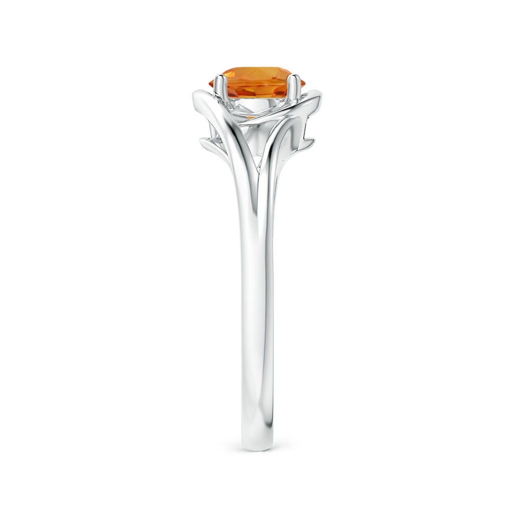 6mm AAA Twist Split Shank Solitaire Orange Sapphire Ring in White Gold Side-2