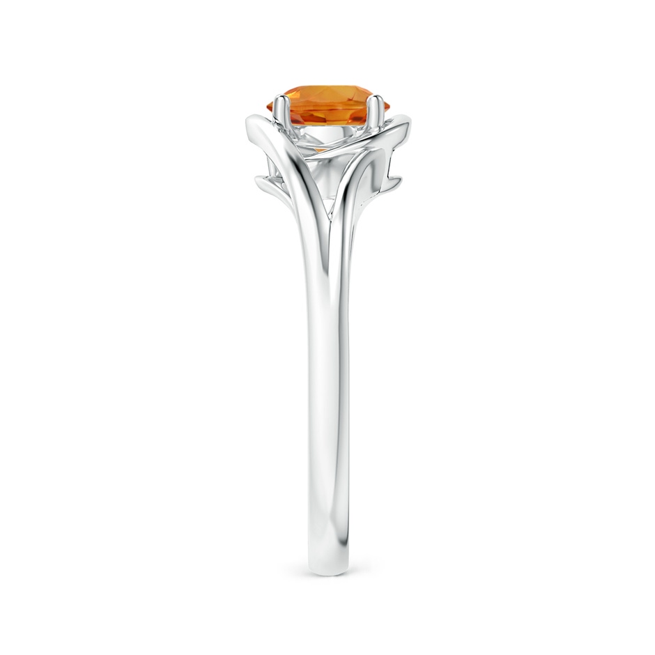 6mm AAA Twist Split Shank Solitaire Orange Sapphire Ring in White Gold side-2