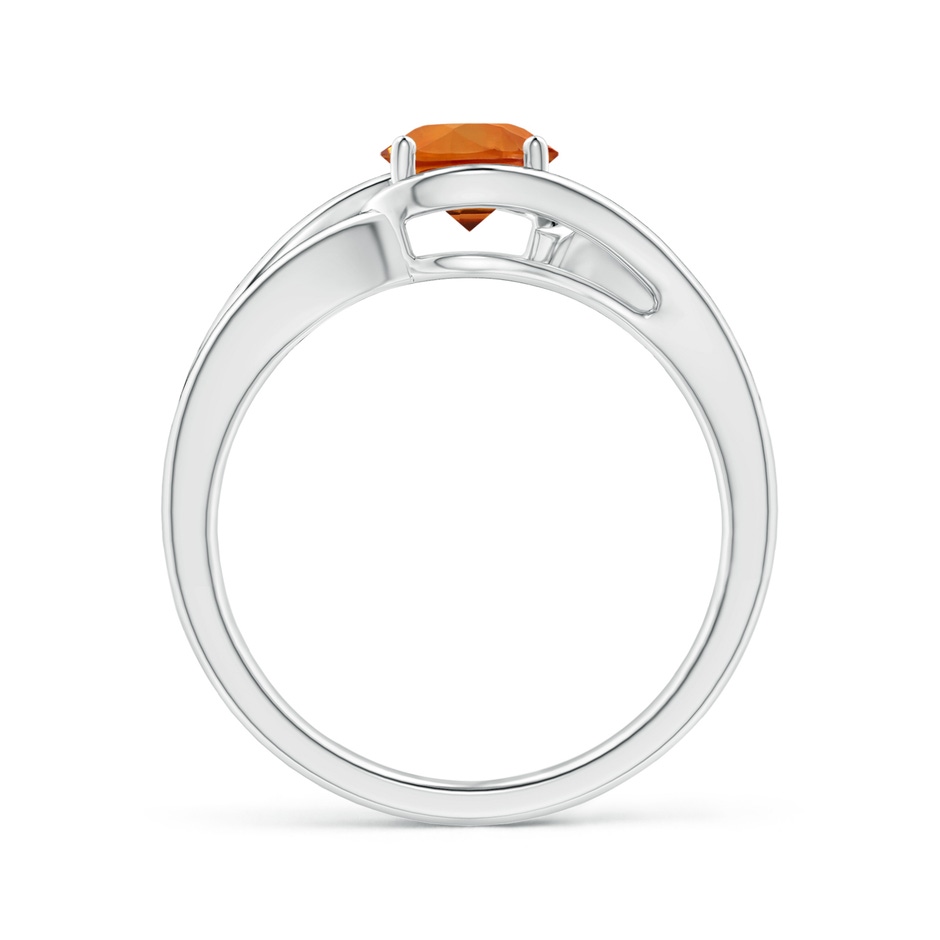 6mm AAAA Twist Split Shank Solitaire Orange Sapphire Ring in P950 Platinum side-1