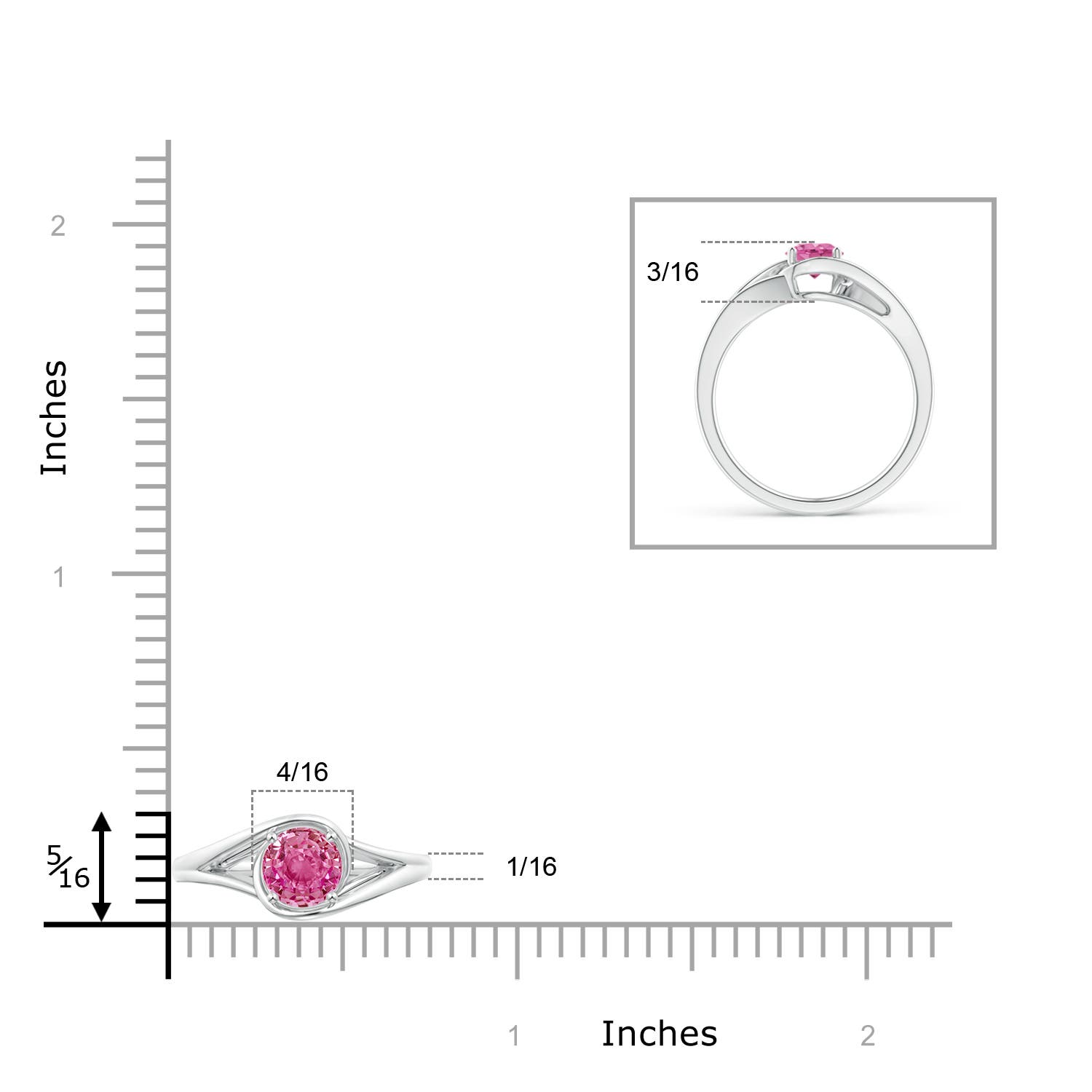 AAA - Pink Sapphire / 0.6 CT / 14 KT White Gold