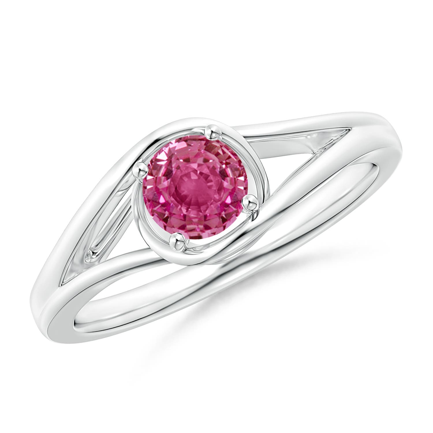 AAAA - Pink Sapphire / 0.6 CT / 14 KT White Gold