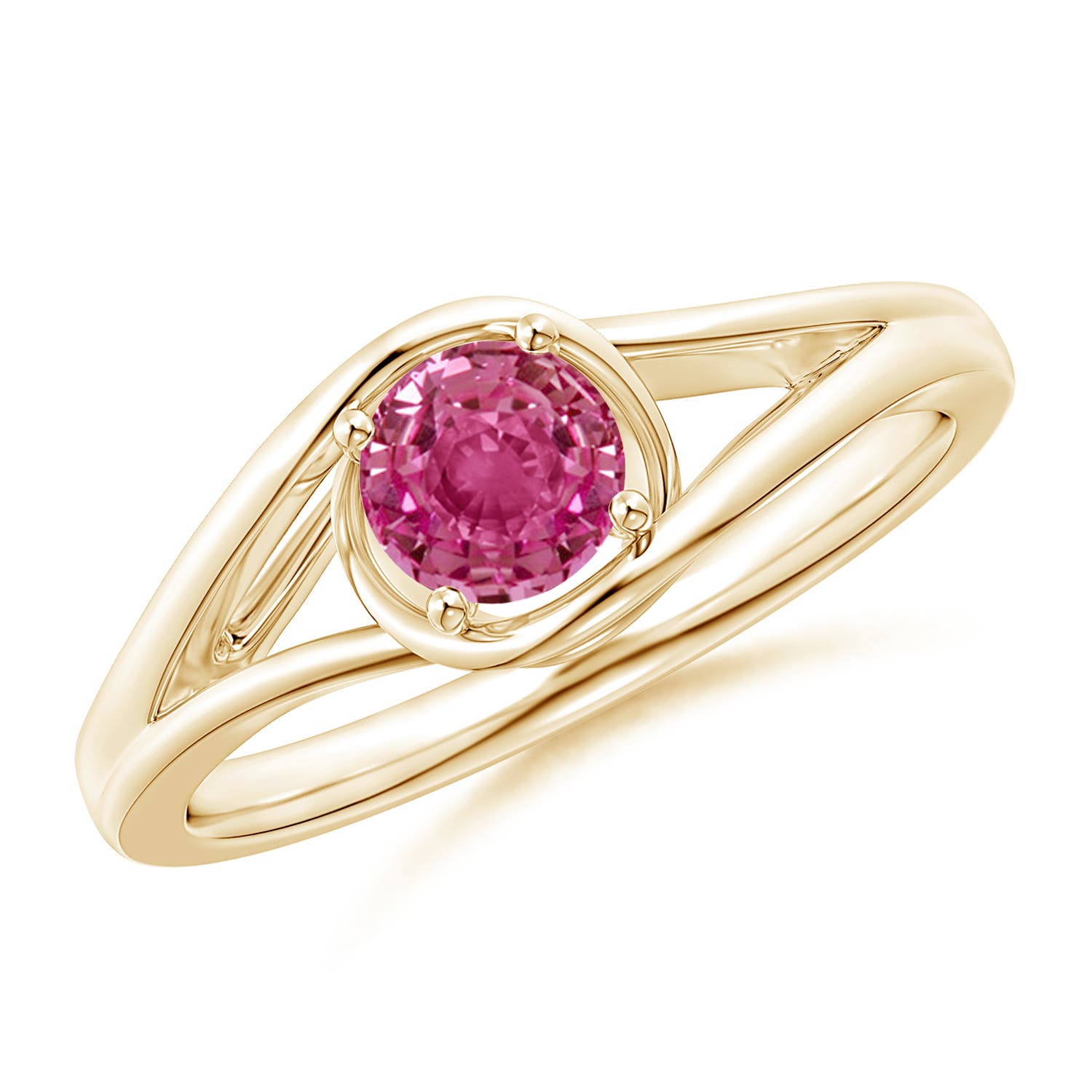 AAAA - Pink Sapphire / 0.6 CT / 14 KT Yellow Gold