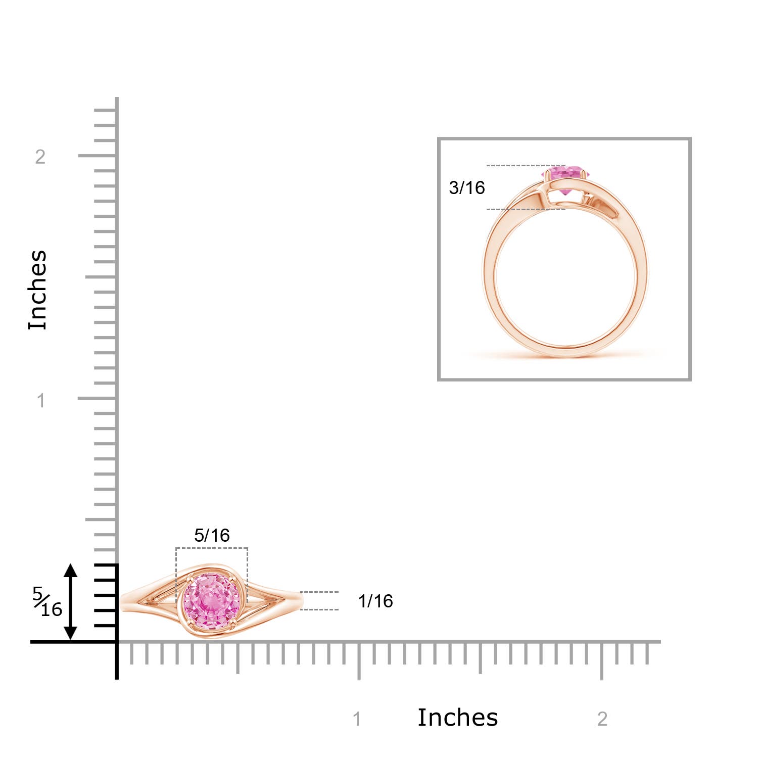 A - Pink Sapphire / 1 CT / 14 KT Rose Gold