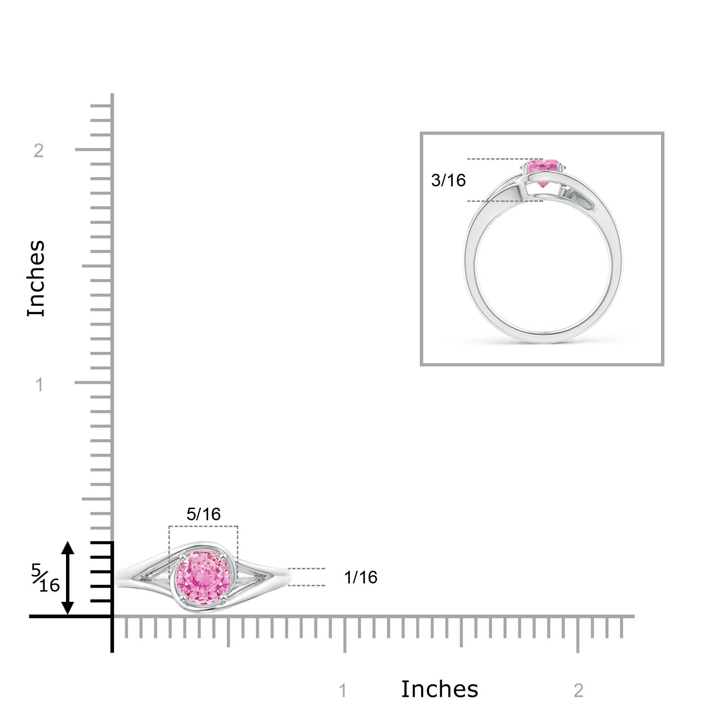 A - Pink Sapphire / 1 CT / 14 KT White Gold