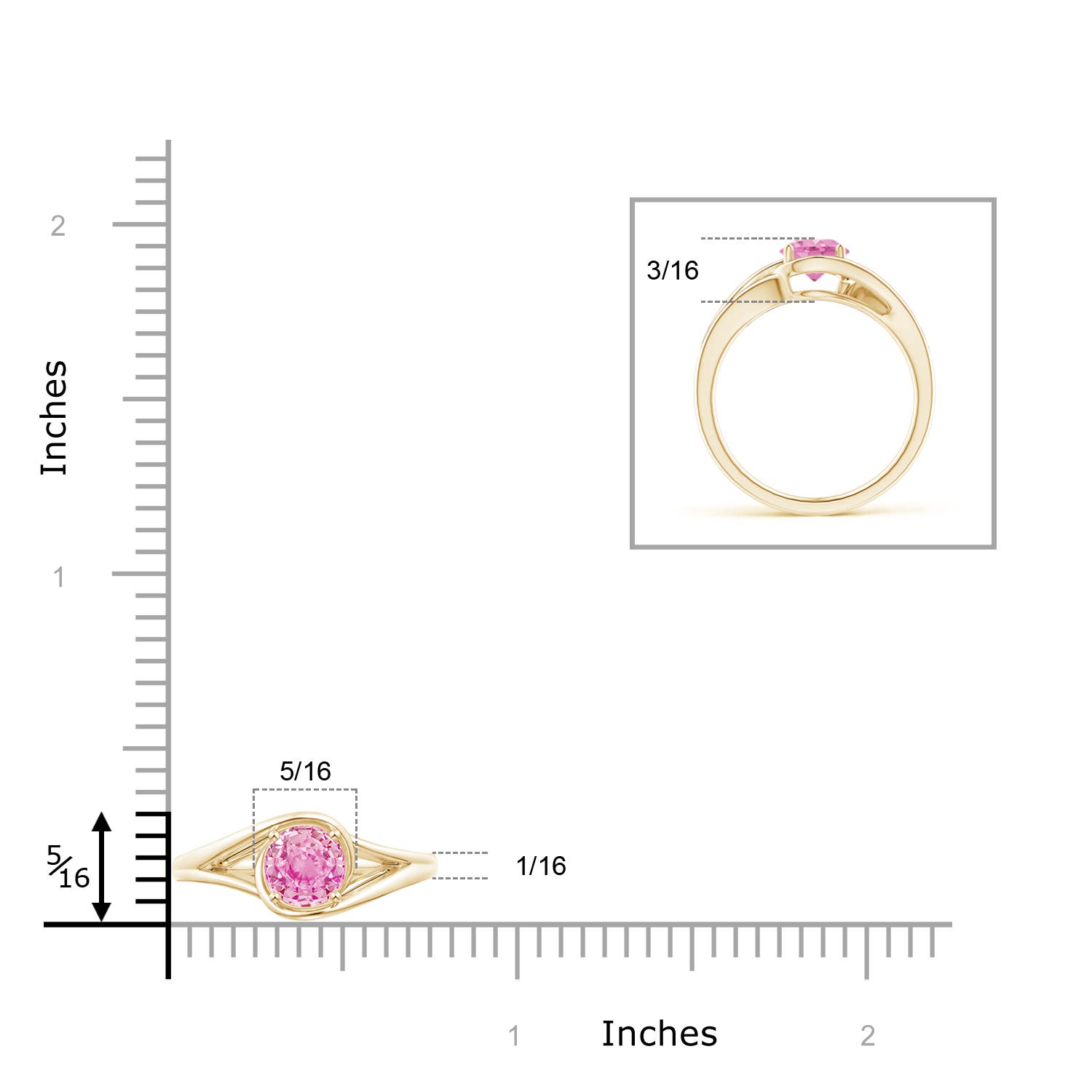 A - Pink Sapphire / 1 CT / 14 KT Yellow Gold