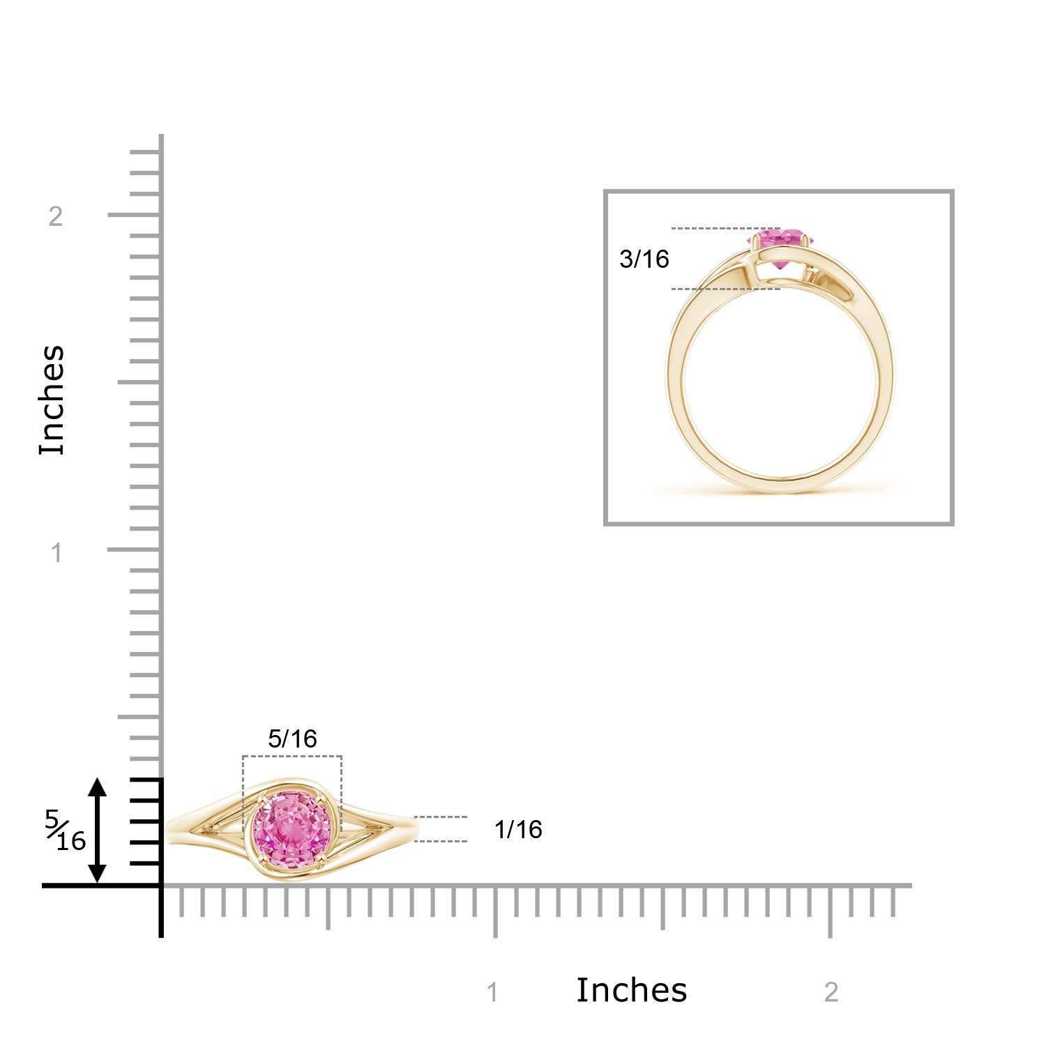 AA - Pink Sapphire / 1 CT / 14 KT Yellow Gold