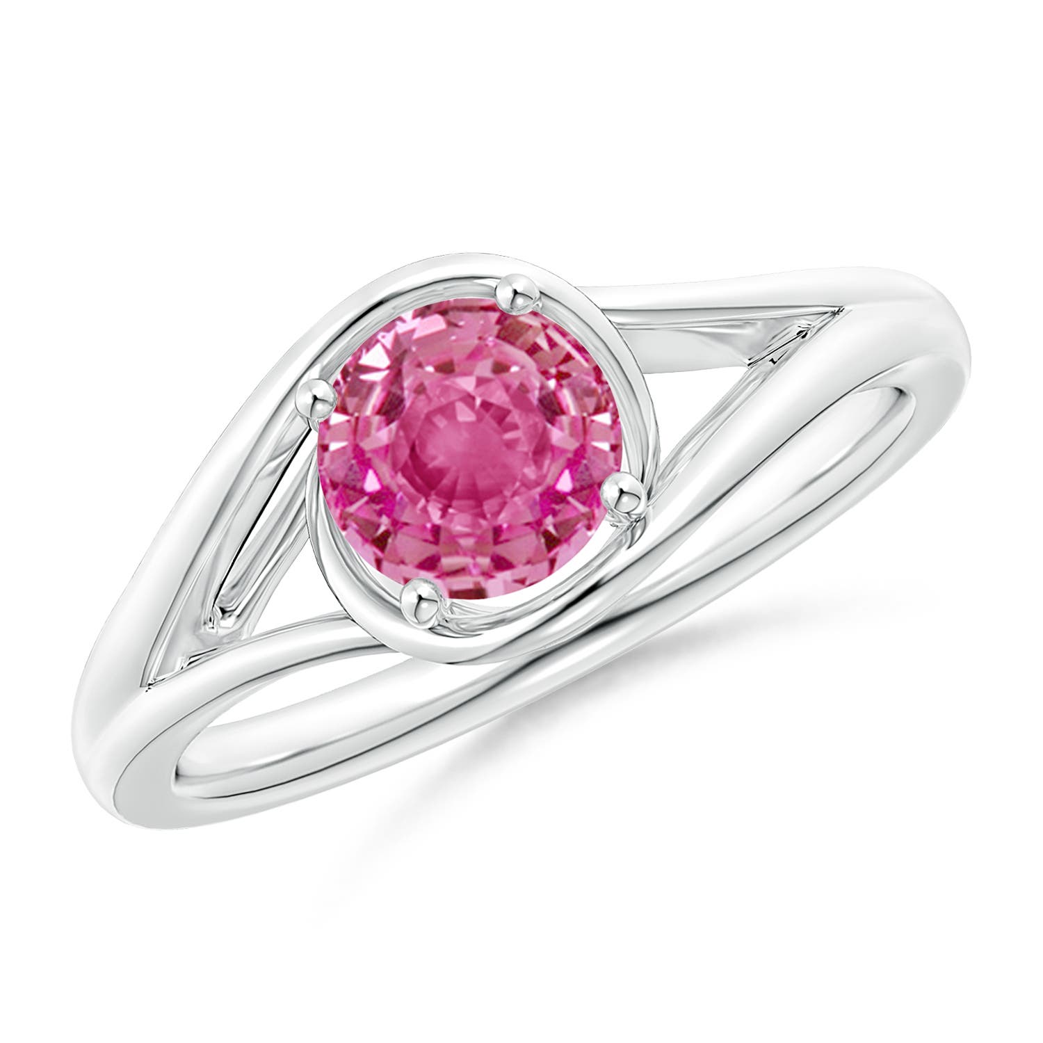 AAA - Pink Sapphire / 1 CT / 14 KT White Gold