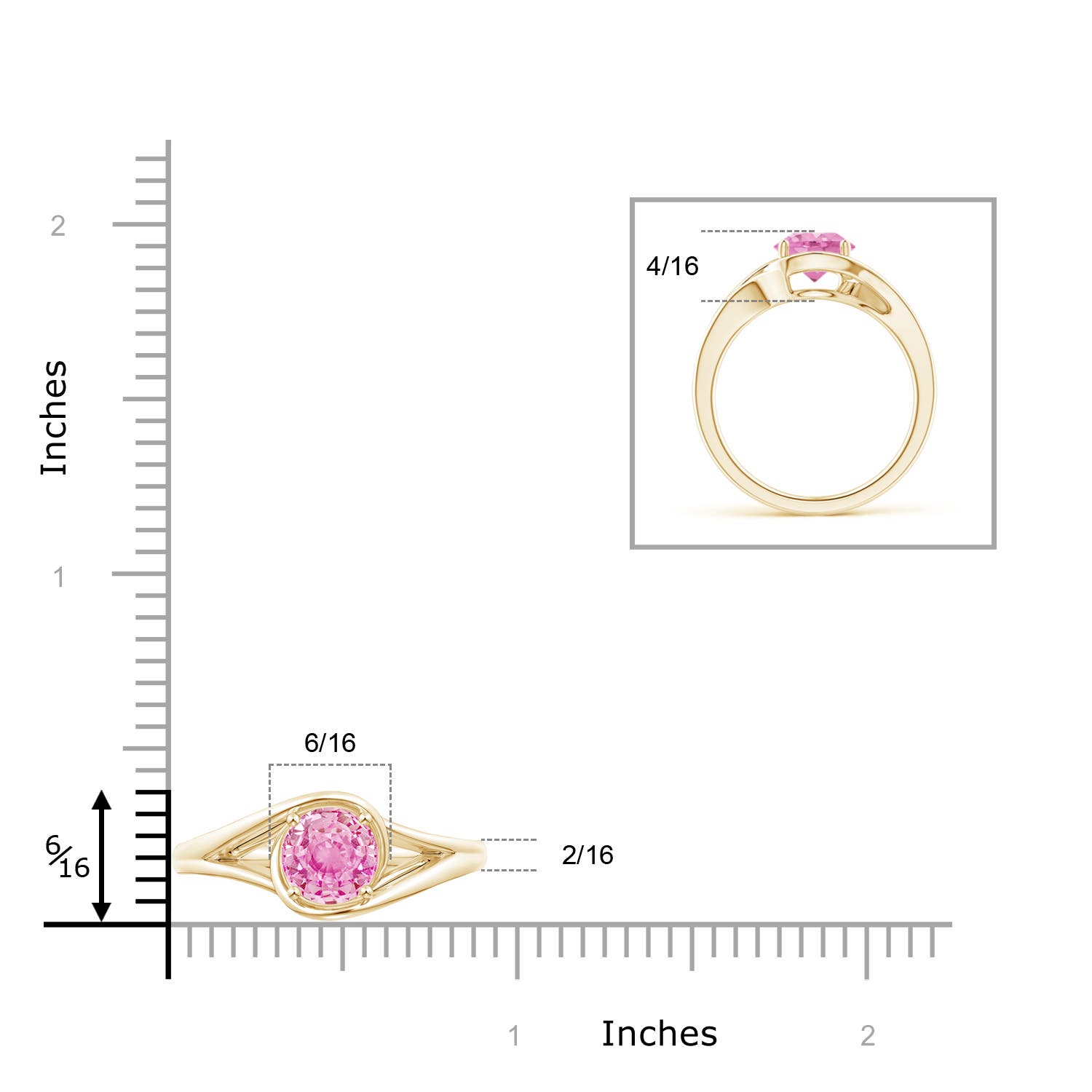 A - Pink Sapphire / 1.6 CT / 14 KT Yellow Gold