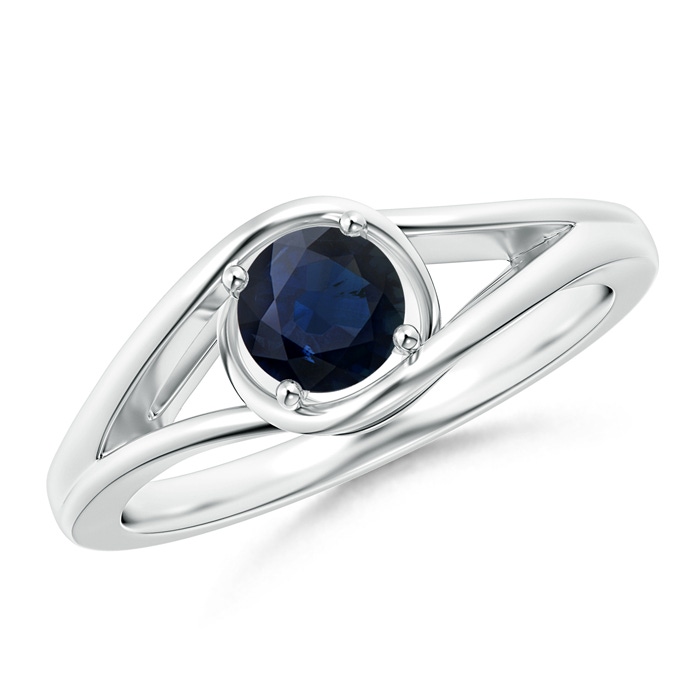 5mm A Twist Split Shank Solitaire Blue Sapphire Ring in P950 Platinum 