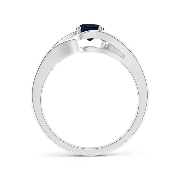 5mm A Twist Split Shank Solitaire Blue Sapphire Ring in P950 Platinum side 1
