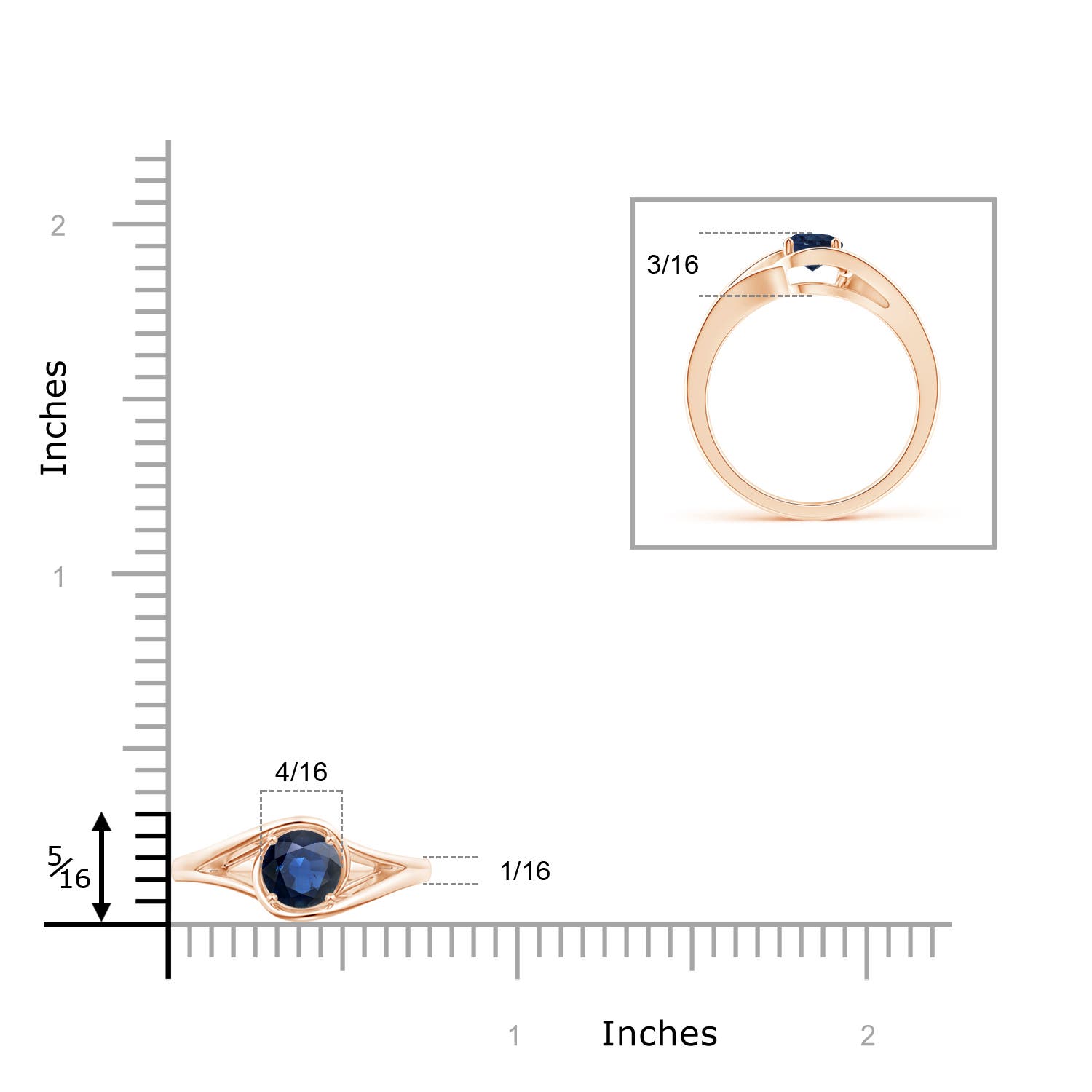 AA - Blue Sapphire / 0.6 CT / 14 KT Rose Gold